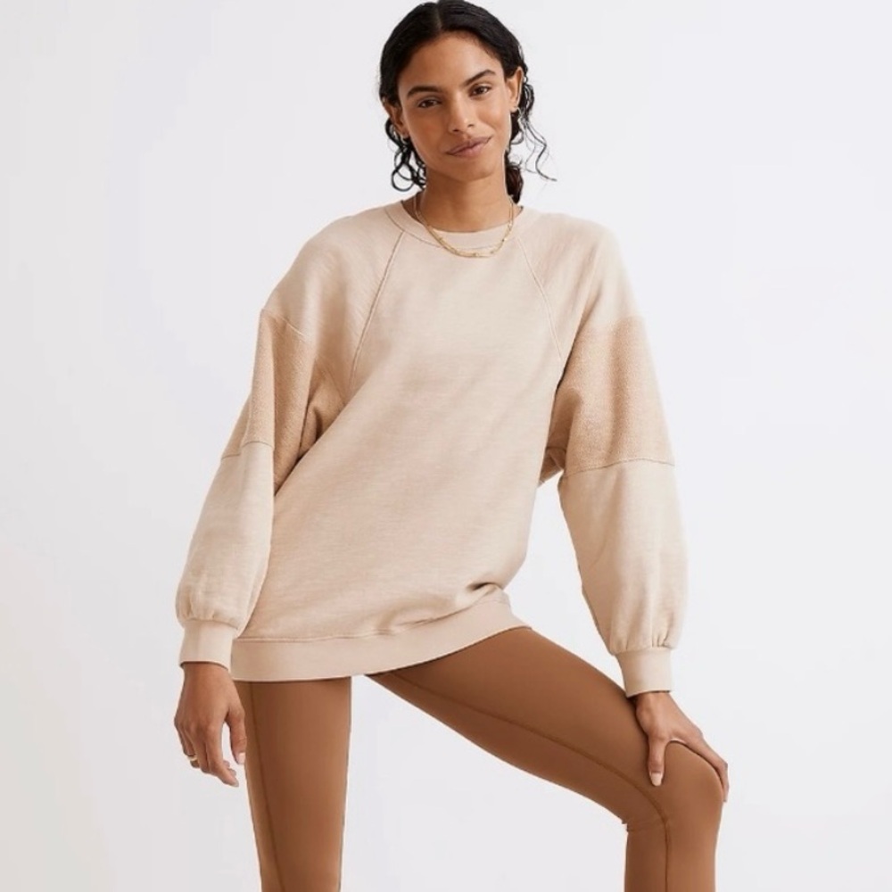 MADEWELL MWL Oversized Raglan Sweatshirt in Tan, Size Medium